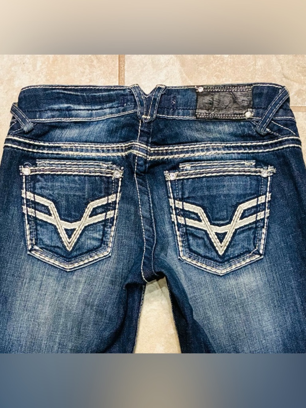 Vigoss Low Rise Straight Leg Jeans 28x32 Dark Blue Wash Stretch Y2K Women’s EUC - Picture 7 of 13